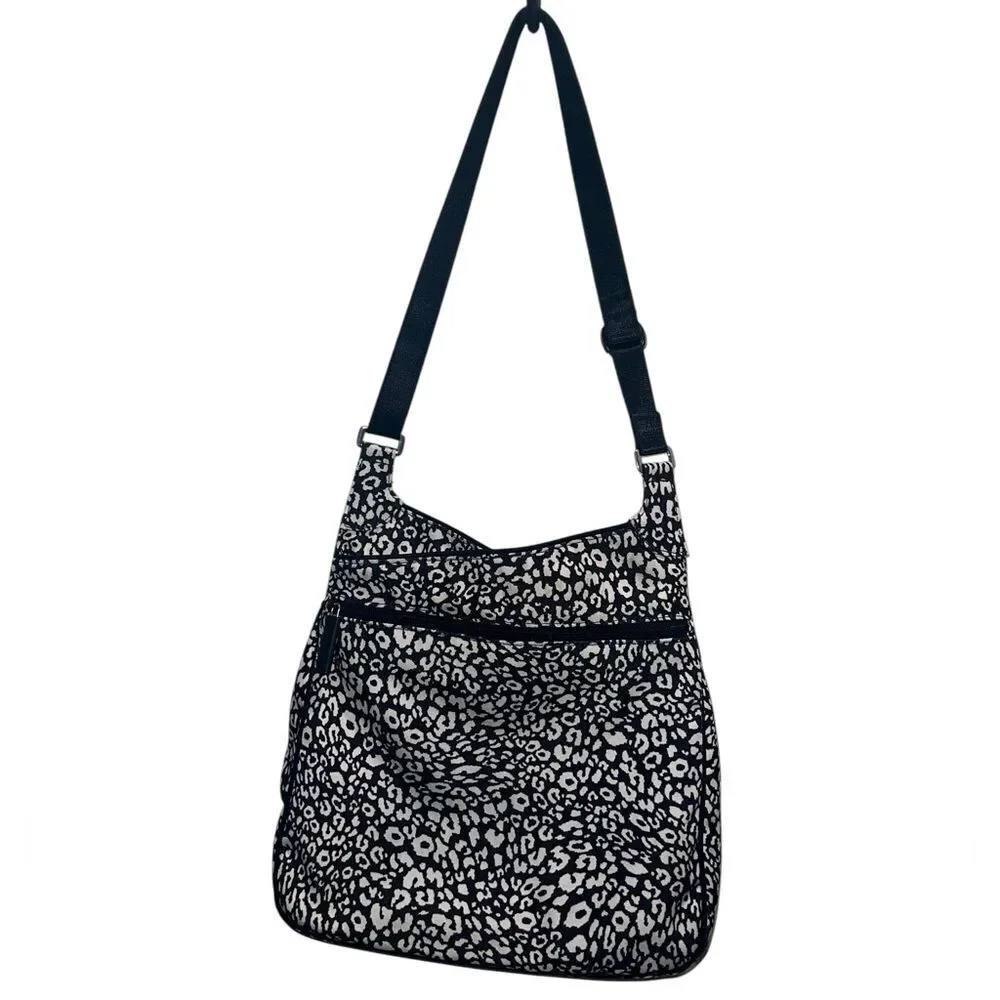 Vera Bradley Black White Leopard Print Quilted Crossbody Bag Adjustable Strap - Picture 7 of 13